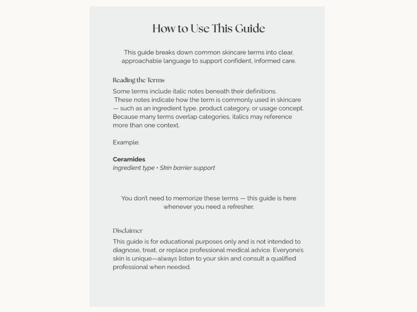 Skincare Language Guide