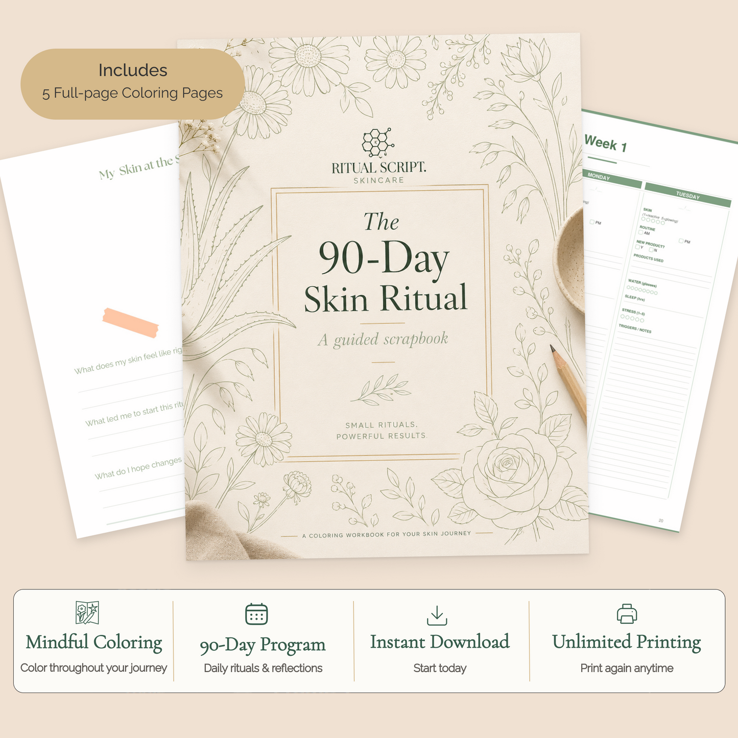 The 90-Day Skin Ritual™ – Guided Skin Scrapbook (Printable)