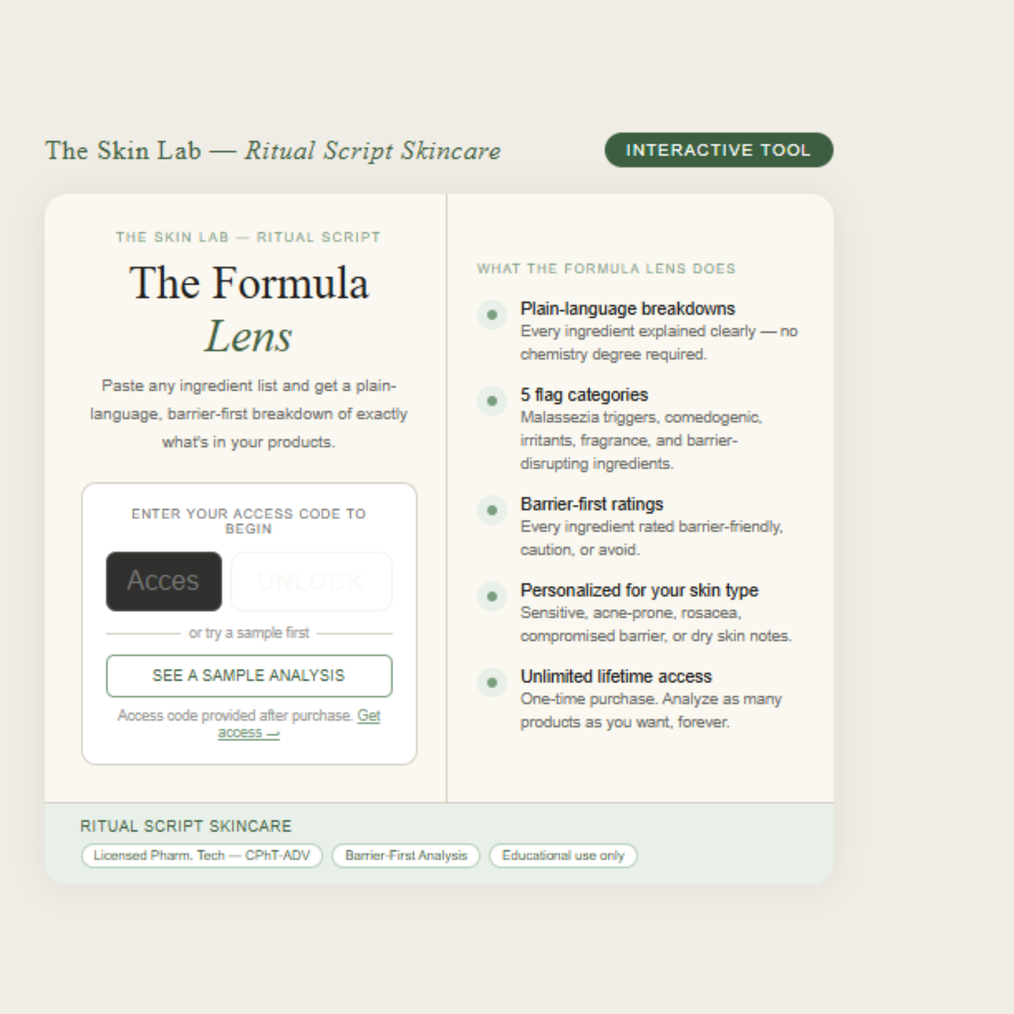 The Formula Lens — Ingredient Checker Tool